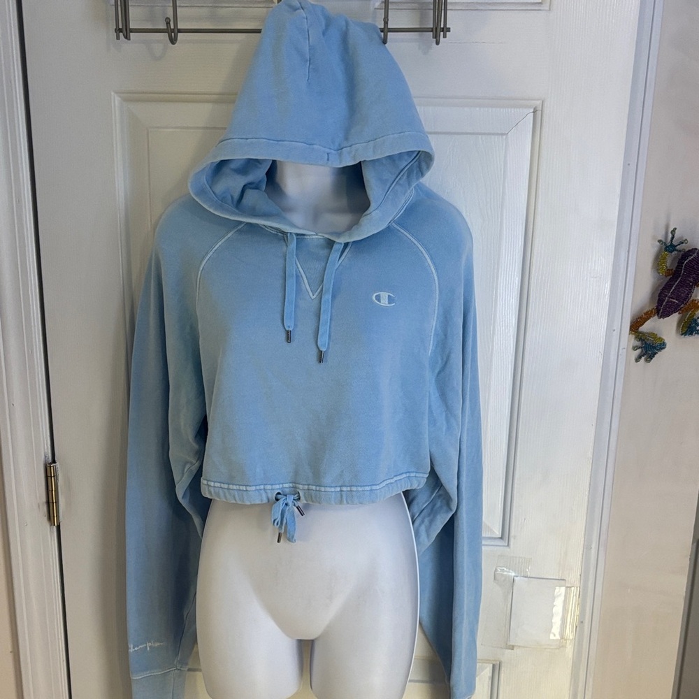 Champion Sky Blue Hoodie with Logo